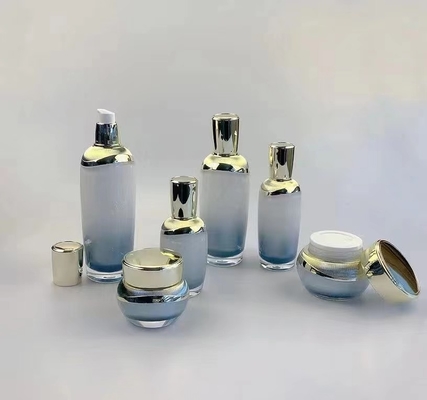 Skincare packaging set for skin care products acrylic jar and bottle set family cosmetic jars and bottles package