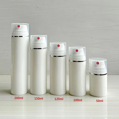 50ml 100ML 120ML 150ml Plastic Round Shape Cosmetic Airless Pump Bottle White Airless Vacuum Bottle For Travel Dispenser