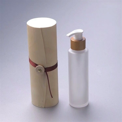100ml  33.33 ounce cosmetic bamboo frosted glass  bottle for skin care packaging