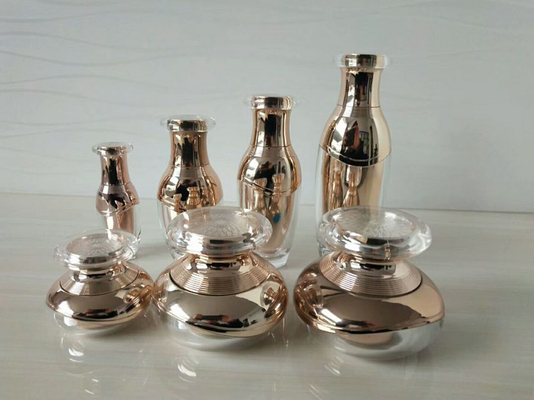 packaging rose golden acrylic jars and bottles for cosmetics set