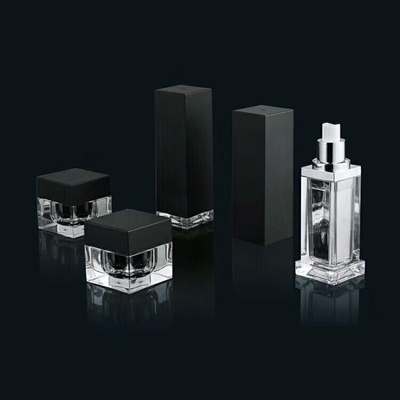 Luxury matte black men cosmetic skincare set packaging plastic acrylic lotion pump bottle