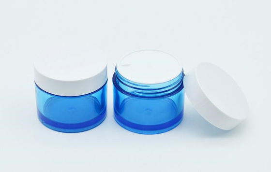 100ml cosmetic packaging clear blue pet plastic cream jar with plastic lid
