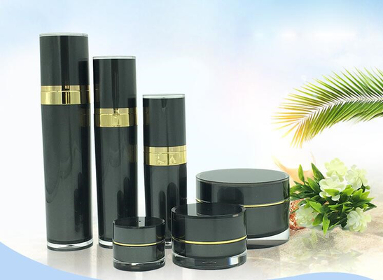 Luxury cosmetic packaging, acrylic face cream jars container and black lotion bottles sets