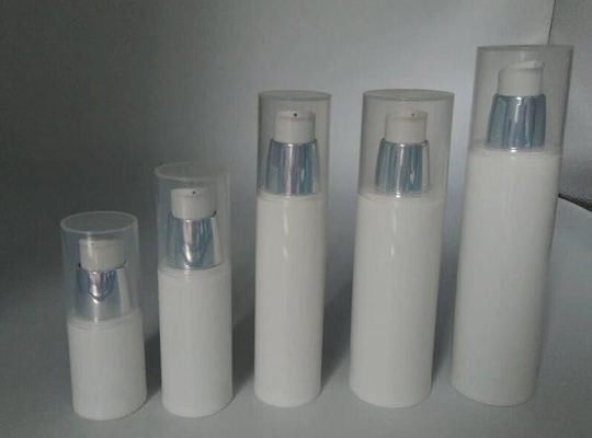 Luxury matte white 15ml 30ml 50ml 80ml 100ml pp airless silver pump bottle for cosmetic facial care