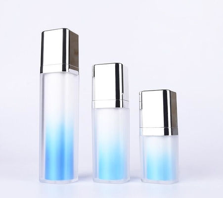 Hot sell custom blue color  double wall square empty 15ml 30ml 50ml cream cosmetic vacuum bottle