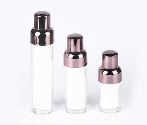 China Supplier Silver Luxury Plastic Cosmetic Bottle, 15ml 30ml 50ml Empty Airless Plastic Serum Pump Dispenser