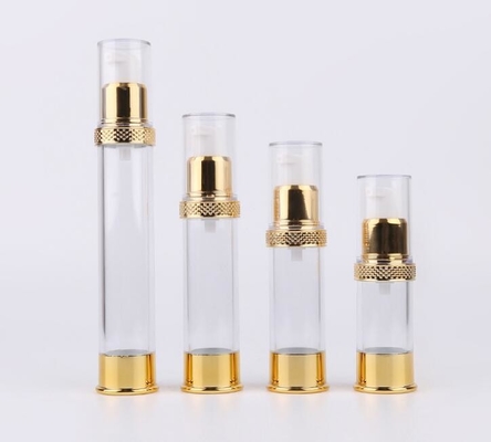 Good quality 10ml 15ml 20ml 30ml gold pump  airless bottle plastic cosmetic