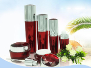 Luxury red Acrylic Cosmetic Lotion Bottle And Cream Jar Set