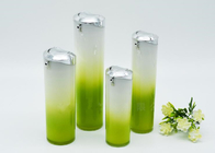 China wholesale custom green round empty acrylic cosmetic bottle jar set 15ml 30ml 50ml