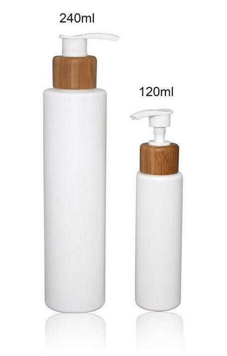 Download 250ml 120ml Plastic Cosmetic Lotion Bottle With Bamboo Pump Yellowimages Mockups