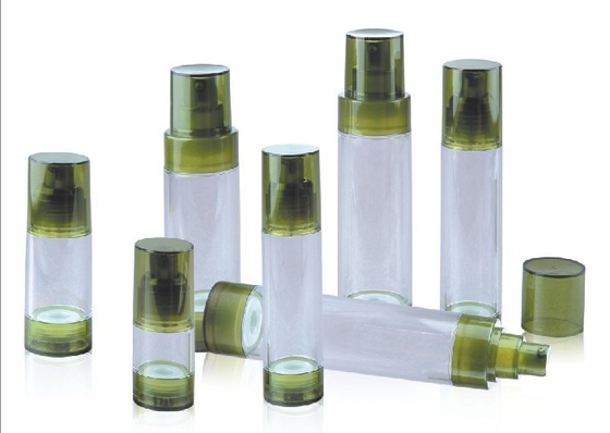 15ml 30ml 50ml 80ml 100ml cylindrical plastic cosmetic airless pump bottle with base collar and narrow cap