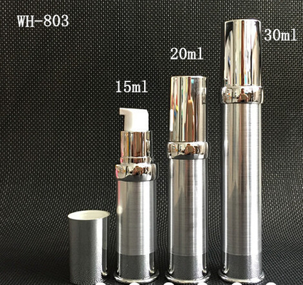 empty 15ml 20ml 30ml brush silver cosmetic airless pump bottle