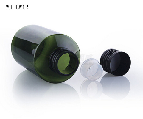 50ml 100ml 150ml 200ml cosmetic green oil bottle,plastic cosmetic oil bottle with aluminum cap