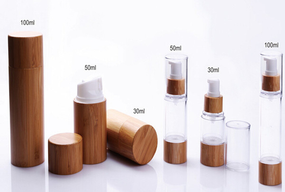 empty 15ml 30ml 50ml 80ml 100ml 120ml 150ml  cosmetic airless bottle in bamboo outer