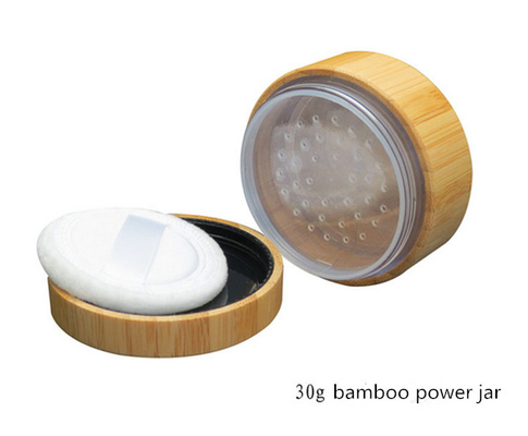 30cc  1 ounce empty  bamboo cosmetic loose power sifter  jar natural bamboo lid
