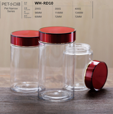 200g 350g 400g  Customized Food Grade PET Plastic Can Packaging Bottle Food Jar With plastic Screw Top