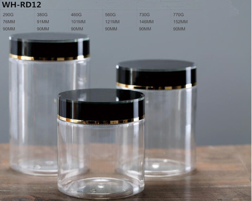 290g 380g 460g 560g 730g 770g empty food /cosmetic Cylinder Straight Wall Round PET Plastic Jars Wide Mouth Bottle