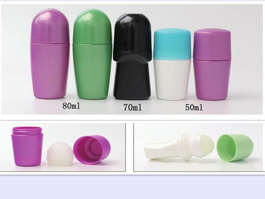 empty Refillable  50ml 70ml 80ml  PP Plastic Round Lid Flat Lid Deodorant Plastic Tube Empty Roll On Cosmetic bottle
