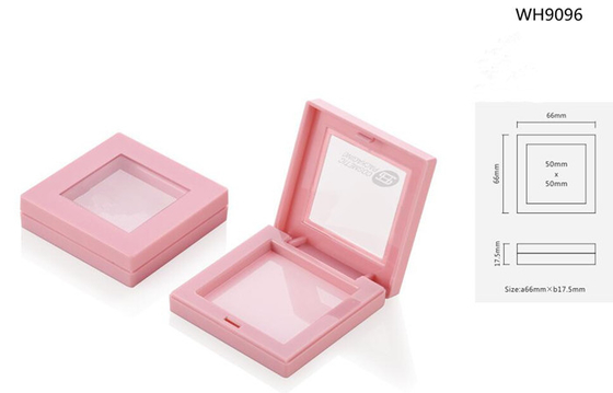Korea style pink square cosmetic pressed powder container with window