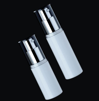 empty plastic cosmetic airless  white  bottle with silver pump 15ml  30ml