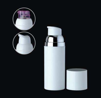 50ml  30ml empty plastic cosmetic airless cylinder   chrome ring bottle packaging