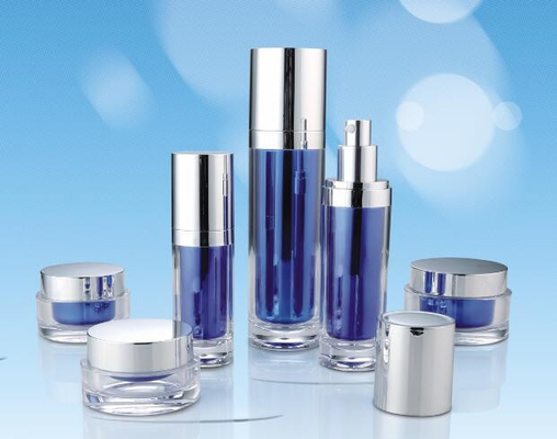 Sample Free blue Luxury Acrylic Cosmetic lotion pump Bottle Jar for Cream Lotion Packaging
