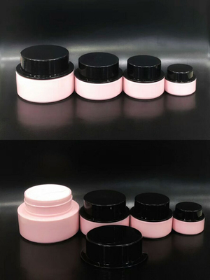 New design 10g 15g 30g 50g plastic cosmetic Jar with black lid for skin care