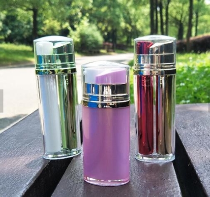 Latest design rectangle shape empty 10ml 20ml 30ml dual chamber AS plastic bottle with airless pump