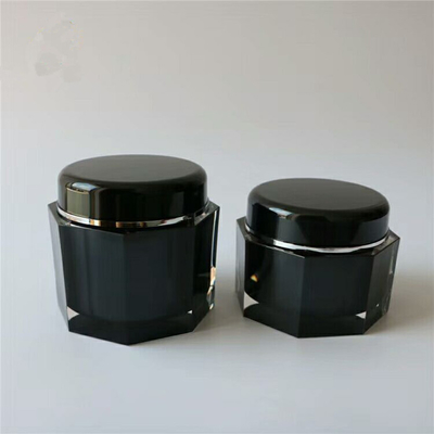 octagon shape 200g 100g empty cosmetic packaging black acrylic  jar