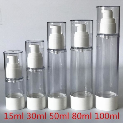 15ml 30ml 50ml 80ml 100ml  transparent plastic airless cosmetic bottle with vacuum pump