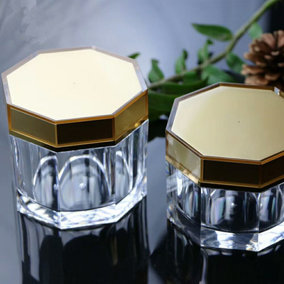 100g 100ml 200ml 200g  Acrylic Cosmetic Jar Set Octagon Shape Acrylic Jar