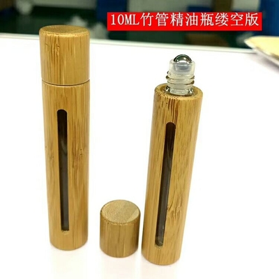 10ML cosmetic packaging empty bamboo material refillable perfume roll on bottle with metal roller