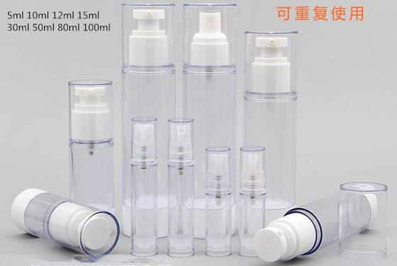 5ml 10ml  12ml 15ml 30ml 50ml 80ml 100ml plastic airless cosmetic oil cream  cosmetic spray toner skincare cosmetic