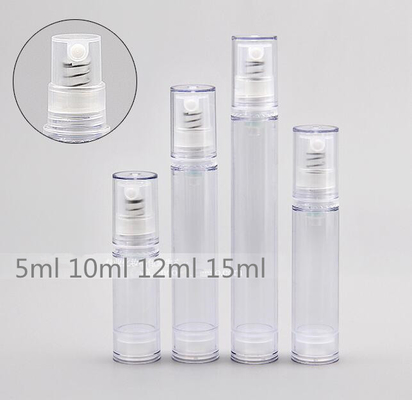 Cosmetic fine mist sprayer clear 5ml 10ml 12ml 15ml mini small plastic airless bottle