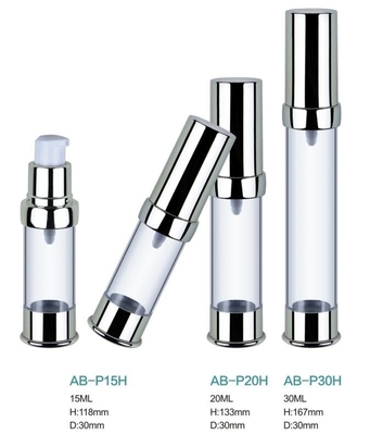 shiny silver airless acrylic cylinder cosmetic bottle15ml 20ml 30ml for facial serum