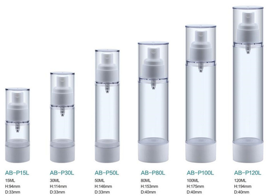 China supplier 15ml 30ml 50ml cosmetic airless pump bottle, fine mist spray cosmetic airless bottle