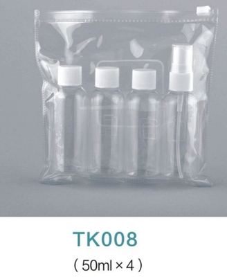 4pcs transparent PVC bag travel use bottle, PET cosmeticscrew cap bottle kit