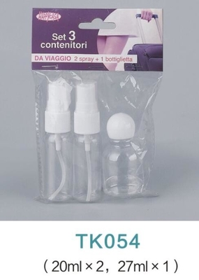 3pcs Wholesale manufacturer plastic makeup travel bottle pvc cosmetic bags