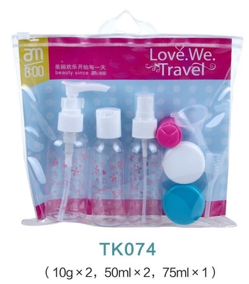 Plastic travel bottles empty set 8pcs cosmetic travel size leak proof
