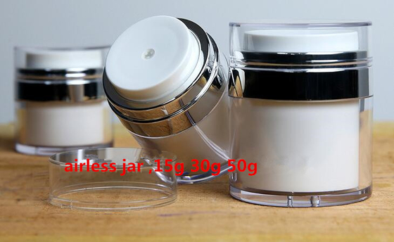 15g 30g 50g Free sample white and silver cosmetic cream airless jar packaging