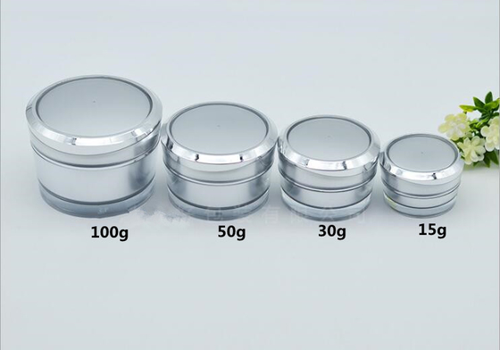 cosmetic acrylic cream jar aluminium shroud jar 30g