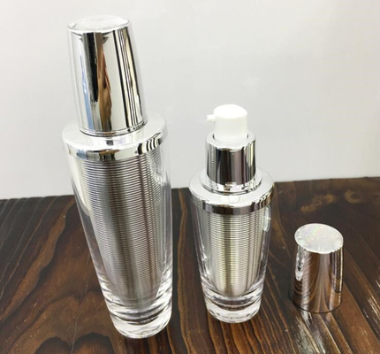 Luxury  silver acrylic cosmetic lotion pump bottle 30ml 60ml cosmetic packaging wholesale