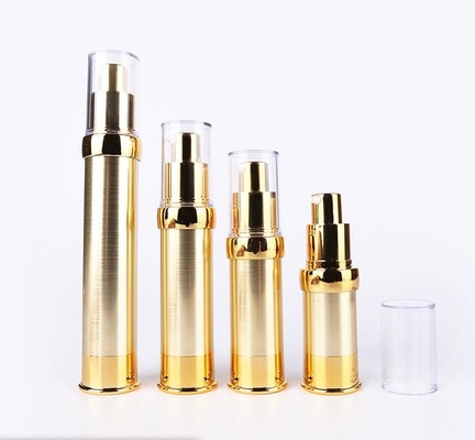 OEM Luxury brushed gold 10ml 15ml 20ml 30ml eye serum Cosmetic  Airless Pump Lotion Bottle Pressed  bottle