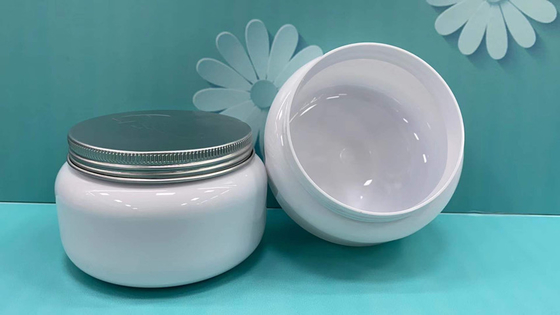 300ml 10oz Cosmetic Facial Mask white Jar PET  Jar with Screw aluminum Cap