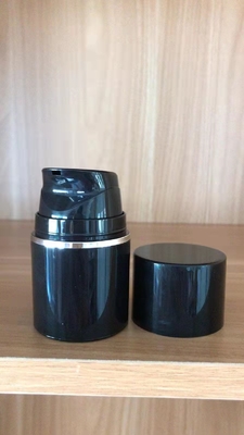Straight round black pp cosmetic airless pump bottle for men skincare