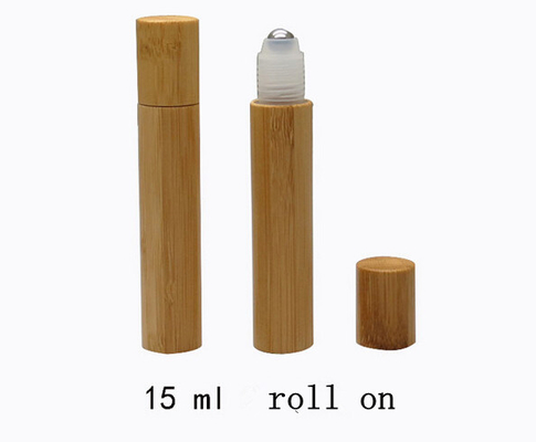 Empty wholesale cosmetic bamboo packaging roll on bottle 15ml