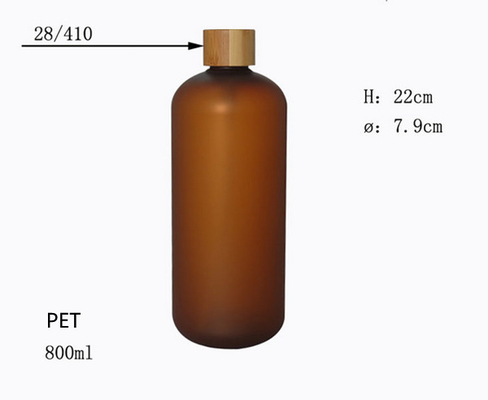 800ml  800cc  empty PET amberoil bottle with bamboo screw cap