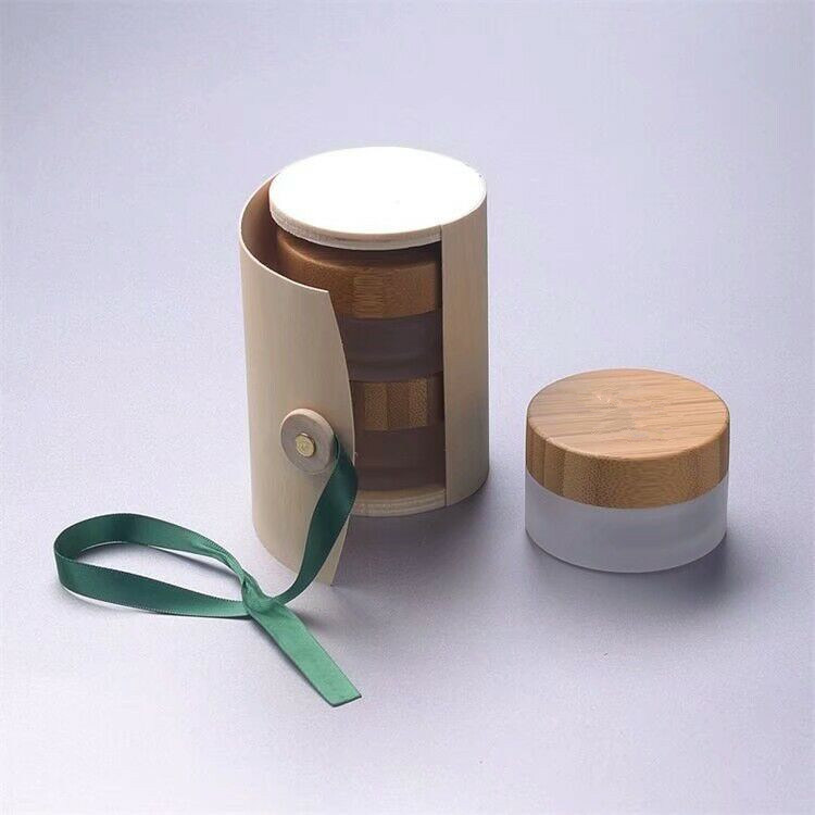 5g 15g 30g 50g 100g bamboo cosmetic packaging frosted glass jar with