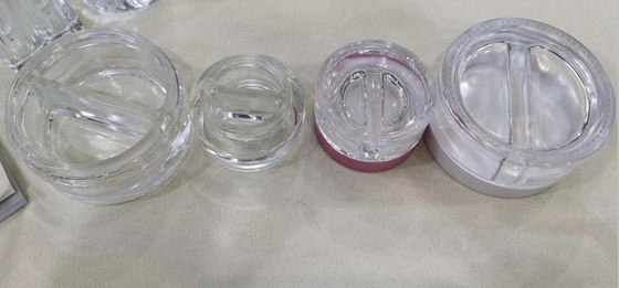 empty skin care cosmetic glass jar with two three separates