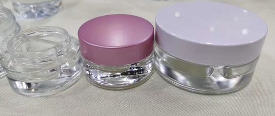 empty skin care cosmetic glass jar with two three separates